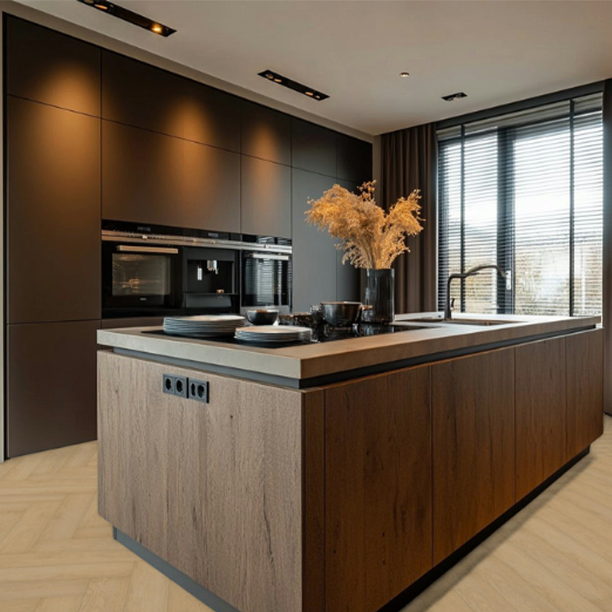 Hoomline Prestige Rigid Click Visgraat Davos 5052 - Klik PVC Vloer in Visgraat
