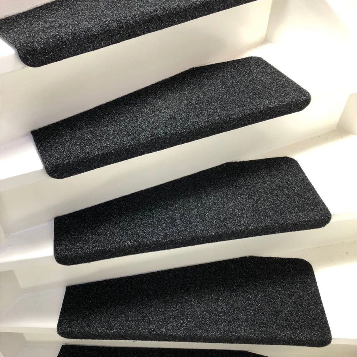MONOO Needle Felt Stair Mats Set Straight - Anthracite - 15 Pieces - 65x22x3.5cm - Self-adhesive Stair Mat for Stairs