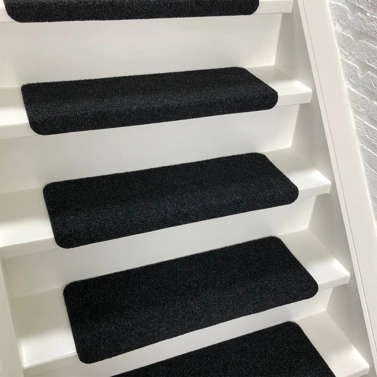 MONOO Needle Felt Stair Mats Set Straight - Anthracite - 15 Pieces - 65x22x3.5cm - Self-adhesive Stair Mat for Stairs